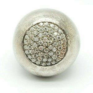 925 Sterling Silver Clear Cubic Zirconia Dome Ring